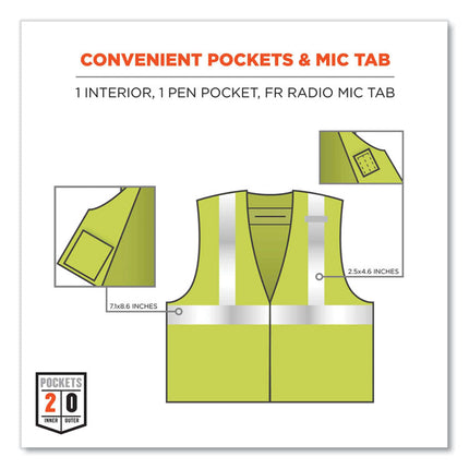 GloWear 8261FRHL Class 2 Dual Compliant FR Hook and Loop Safety Vest, 2X-Large/3X-Large, Lime