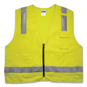 GloWear 8262FRZ Class 2 FR Surveyor Zip Vest, Tencel/Modacrylic/Para-aramid/Kevlar, 2X-Large/3X-Large, Lime