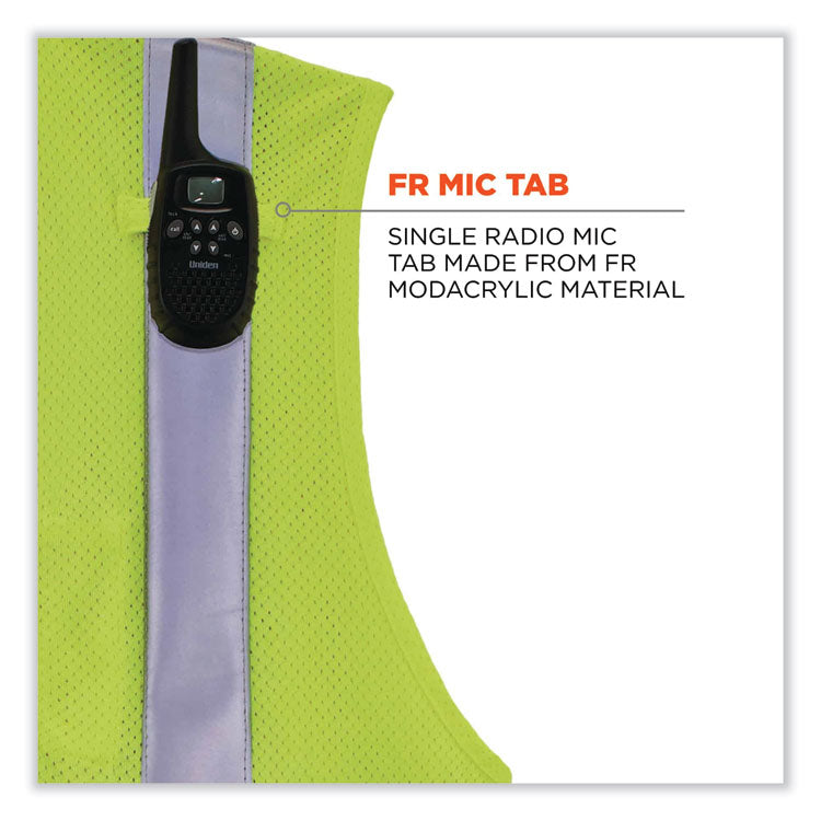 GloWear 8260FRHL Class 2 FR Safety Hook and Loop Vest, Modacrylic/Kevlar, 4X-Large/5X-Large, Lime