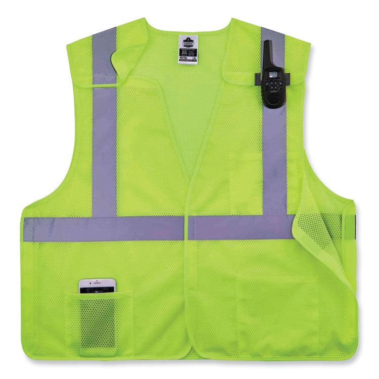 GloWear 8217BA Class 2 Breakaway Mesh Vest, Polyester, Large/X-Large, Lime