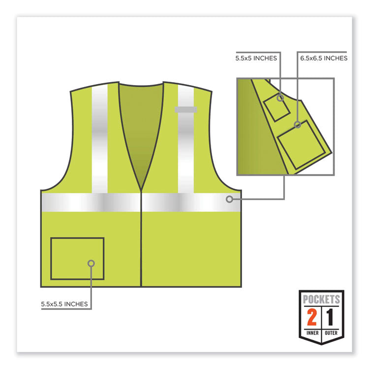 GloWear 8217BA Class 2 Breakaway Mesh Vest, Polyester, 4X-Large/5X-Large, Lime