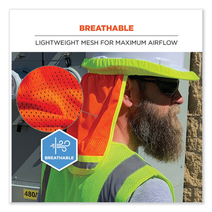 GloWear 8005 Hi-Vis Hard Hat Neck Shade, 20 x 12.5, Orange