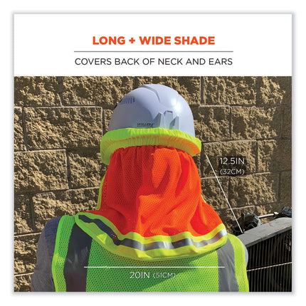 GloWear 8005 Hi-Vis Hard Hat Neck Shade, 20 x 12.5, Orange