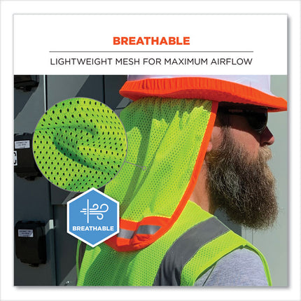 GloWear 8005 Hi-Vis Hard Hat Neck Shade, 20 x 12.5, Lime