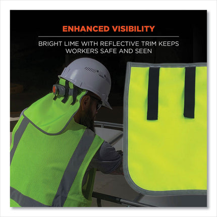 GloWear 8006 Hi-Vis Hard Hat Neck Shade, 12.25 x 10.5, Lime