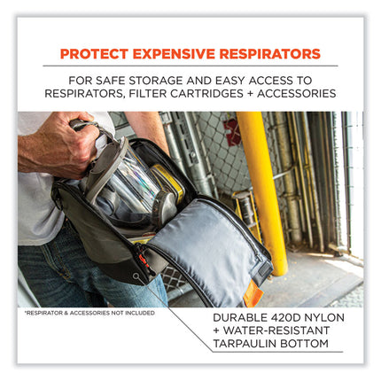 Arsenal 5185 Full Respirator Bag with Zipper Magnetic Closure, 5.5 x 9.5 x 9.5, Gray