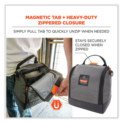 Arsenal 5185 Full Respirator Bag with Zipper Magnetic Closure, 5.5 x 9.5 x 9.5, Gray