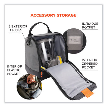 Arsenal 5185 Full Respirator Bag with Zipper Magnetic Closure, 5.5 x 9.5 x 9.5, Gray