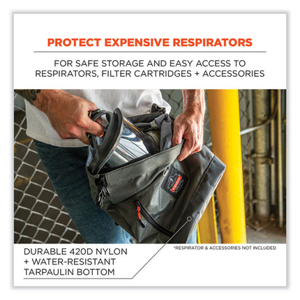 Arsenal 5186 Full Respirator Bag with Roll Top Closure, 7.5 x 13.5 x 13.5, Gray