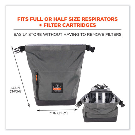 Arsenal 5186 Full Respirator Bag with Roll Top Closure, 7.5 x 13.5 x 13.5, Gray