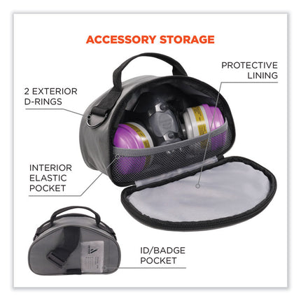 Arsenal 5187 Clamshell Half Respirator Bag with Zipper Closure, 4 x 9 x 5, Gray