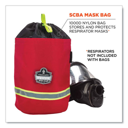 Arsenal 5080L Fleece-Lined SCBA Mask Bag with Drawstring Closure, 8.5 x 8.5 x 14, Red