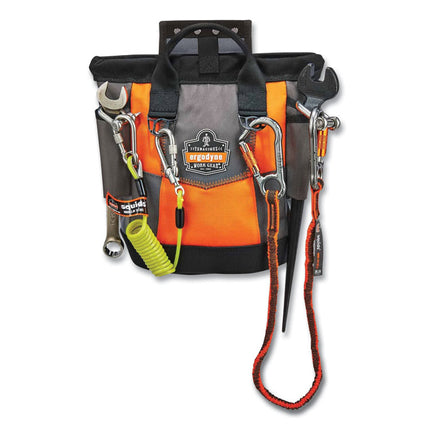 Arsenal 5527 Premium Topped Tool Pouch with Hinged Closure, 6 x 10 x 11.5, Polyester, Orange