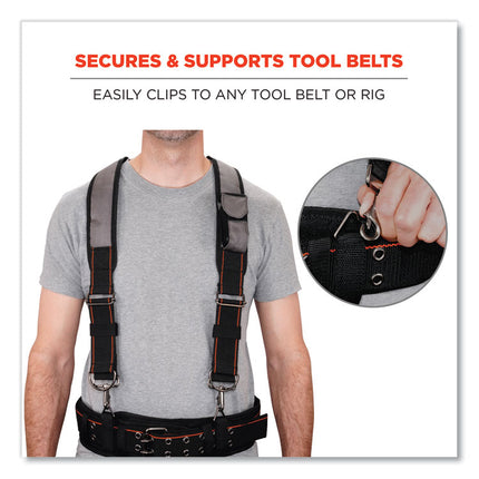 Arsenal 5560 Padded Tool Belt Suspenders, 36" to 48" Waist, 3" Wide, Polyester, Gray