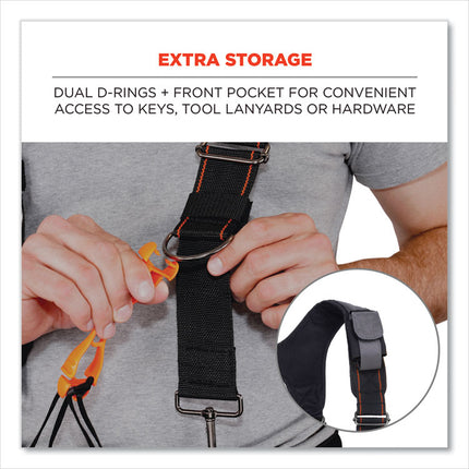 Arsenal 5560 Padded Tool Belt Suspenders, 36" to 48" Waist, 3" Wide, Polyester, Gray
