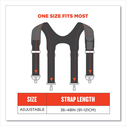 Arsenal 5560 Padded Tool Belt Suspenders, 36" to 48" Waist, 3" Wide, Polyester, Gray