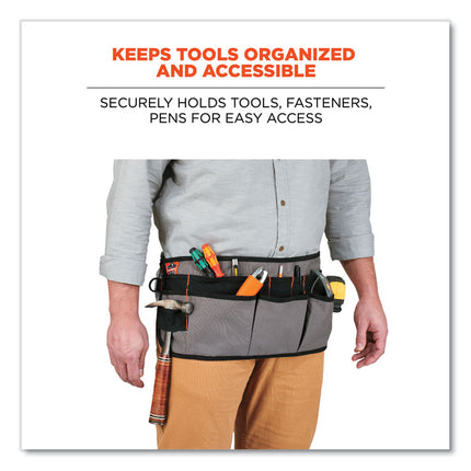 Arsenal 5707 Canvas Waist Apron, 14 Compartments, 25.5 x 34, Canvas, Gray