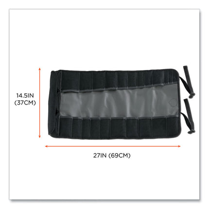 Arsenal 5870 Tool Roll-Up, 25 Compartments, 27 x 14.5, Polyester, Gray