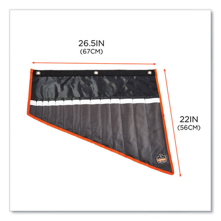 Arsenal 5873 Polyester Wrench Roll Up, 14 Compartments, 26.5 x 5, Polyester, Black