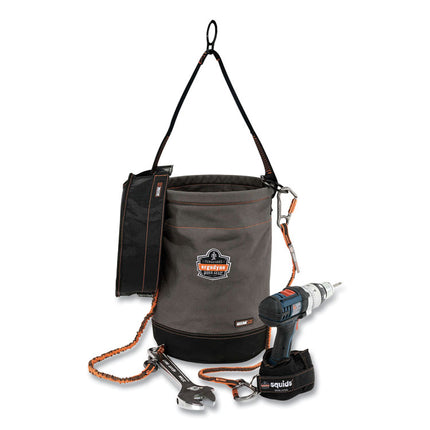 Arsenal 5960T Canvas Hoist Bucket and Top with D-Rings, 12.5 x 12.5 x 17, Gray