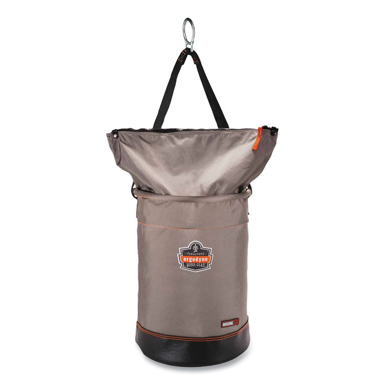 Arsenal 5973 Hoist Bucket Tool Bag with D-Rings and Zipper Top, 12.5 x 12.5 x 17, Gray