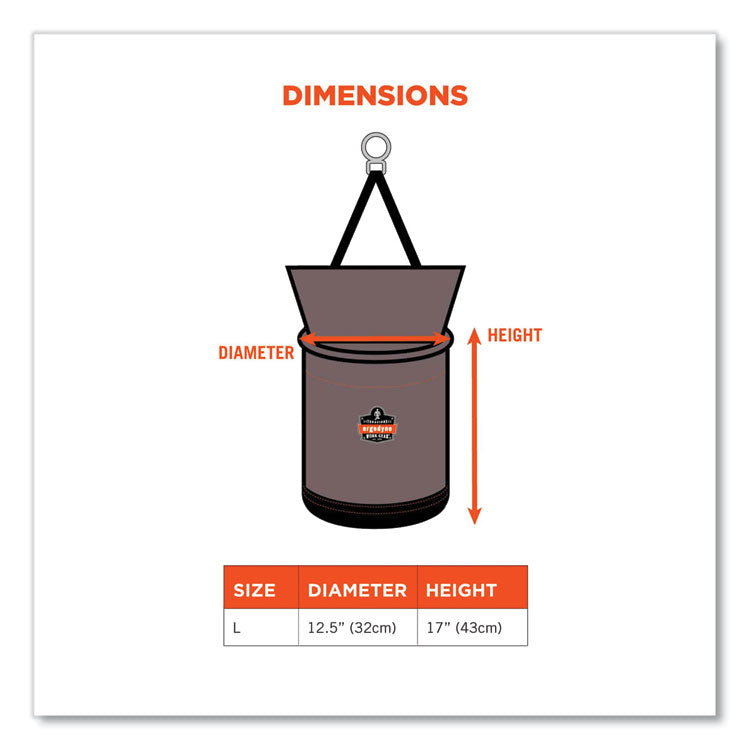 Arsenal 5973 Hoist Bucket Tool Bag with D-Rings and Zipper Top, 12.5 x 12.5 x 17, Gray
