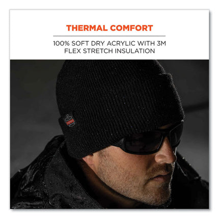 N-Ferno 6811Z Rib Knit Hat with Zipper for Bump Cap Insert, One Size Fits Most, Black