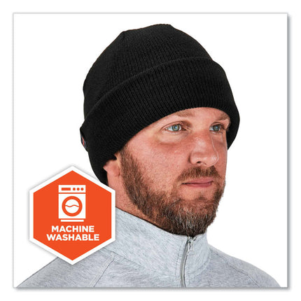 N-Ferno 6811Z Rib Knit Hat with Zipper for Bump Cap Insert, One Size Fits Most, Black