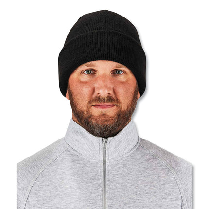 N-Ferno 6811Z Rib Knit Hat with Zipper for Bump Cap Insert, One Size Fits Most, Black