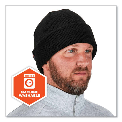 N-Ferno 6811ZI Rib Knit Hat + Bump Cap Insert, One Size Fits Most, Black