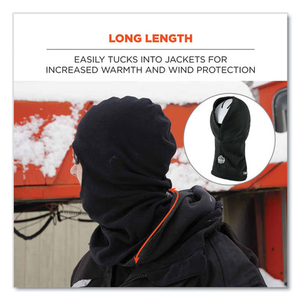 N-Ferno 6893Z Balaclava with Zipper for Bump Cap Insert, Polyester Fleece, One Size Fit Most, Black