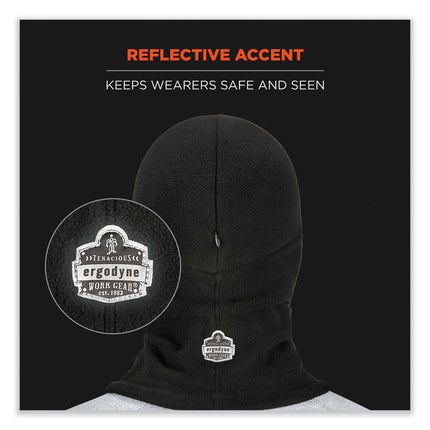 N-Ferno 6893Z Balaclava with Zipper for Bump Cap Insert, Polyester Fleece, One Size Fit Most, Black