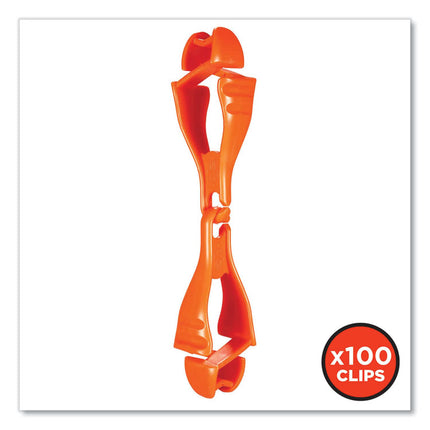 Squids 3400 Glove Clip Holder with Dual Clips, 1 x 1 x 6.5, Acetal Copolymer, Orange, 100/Carton