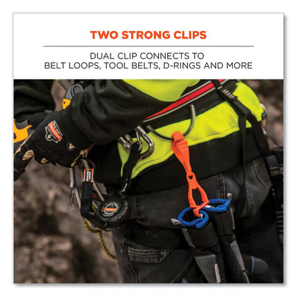 Squids 3400 Glove Clip Holder with Dual Clips, 1 x 1 x 6.5, Acetal Copolymer, Lime, 100/Carton