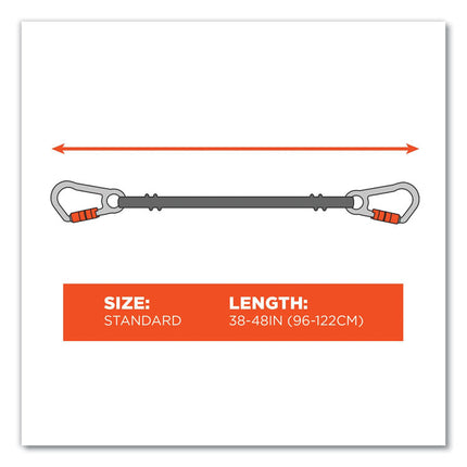 Squids 3111F(x) Tool Lanyard with Stainless Steel Carabiners,15 lb Max Working Capacity, 38" to 48" Long, Orange/Gray
