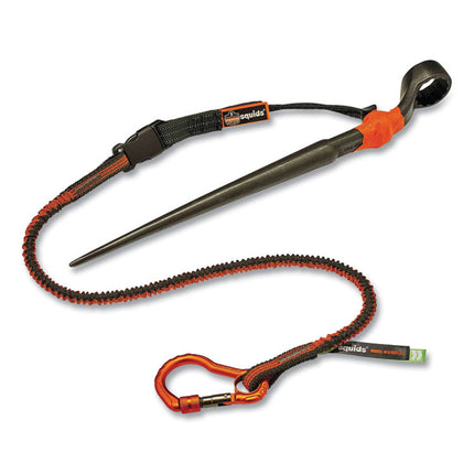 Squids 3102F(x) Tool Lanyard with Aluminum Carabiner + Cinch-Loop, 5 lb Max Working Capacity, 38" to 48", Orange/Gray