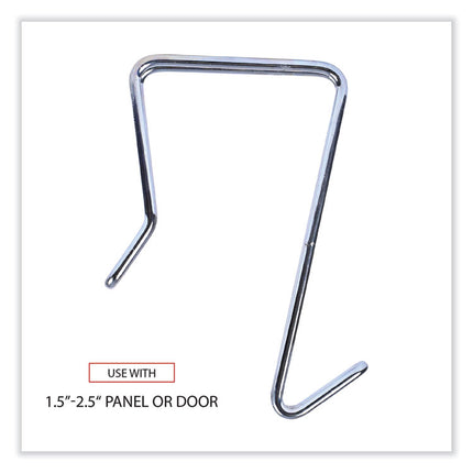 Single Sided Partition Garment Hook, Steel, 0.5 x 3.13 x 4.75, Over-the-Door/Over-the-Panel Mount, Silver, 2/Pack