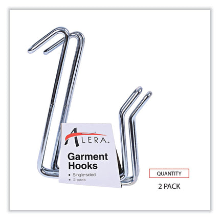 Single Sided Partition Garment Hook, Steel, 0.5 x 3.13 x 4.75, Over-the-Door/Over-the-Panel Mount, Silver, 2/Pack