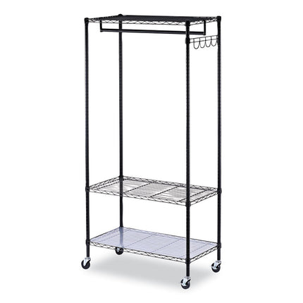 Wire Shelving Garment Rack, 30 Garments, 36w X 18d X 75h, Black