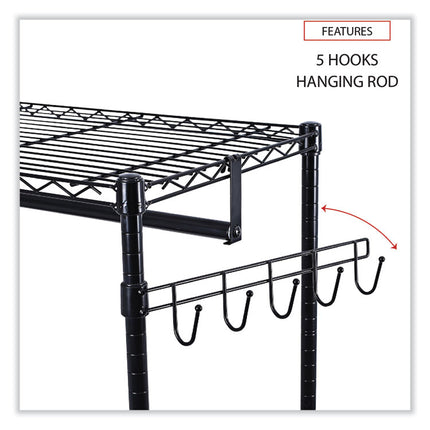 Wire Shelving Garment Rack, 30 Garments, 36w X 18d X 75h, Black