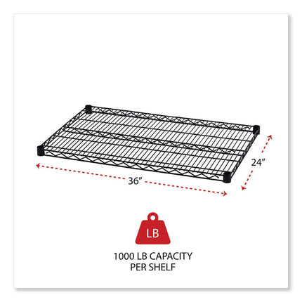 Industrial Wire Shelving Extra Wire Shelves, 36w X 24d, Black, 2 Shelves/carton
