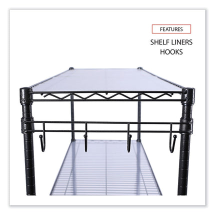 5-Shelf Wire Shelving Kit With Casters And Shelf Liners, 48w X 18d X 72h, Black Anthracite