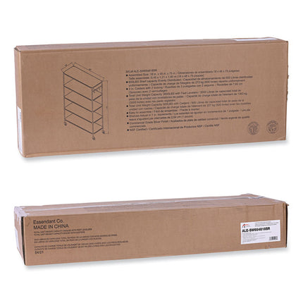 5-Shelf Wire Shelving Kit With Casters And Shelf Liners, 48w X 18d X 72h, Silver