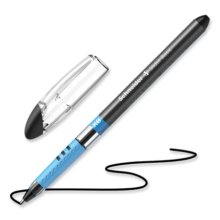 Slider Basic Ballpoint Pen, Stick, Extra-Bold 1.4 mm, Black Ink, Black Barrel, 10/Box