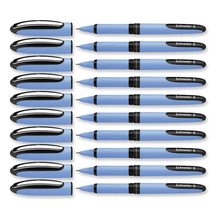 One Hybrid N Rollerball Pen, Stick, Fine 0.5 mm, Black Ink, Blue Barrel, 10/Box