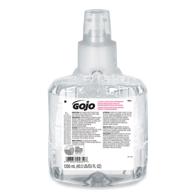 Clear and Mild Foam Handwash Refill, For LTX-12 Dispenser, Fragrance-Free, 1,200 mL