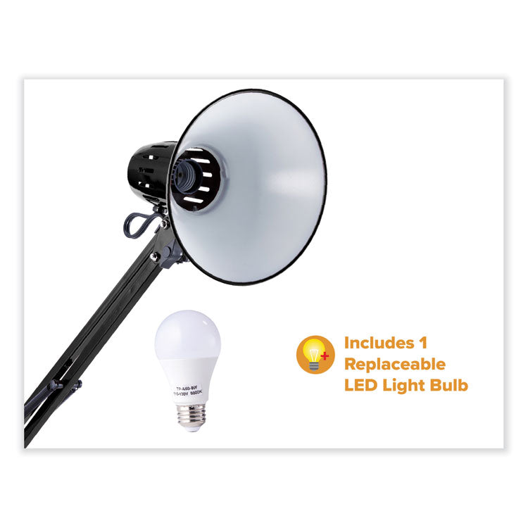 Swing Arm Desk Lamp, Multi-pivot Neck, 28.35" High, Black Base