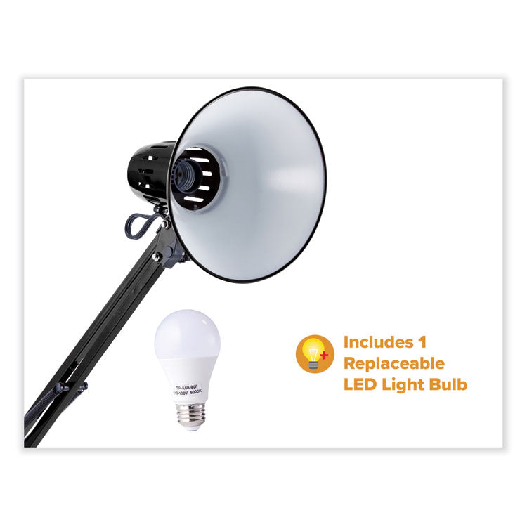 Swing Arm Metal Floor Lamp, 64.96" to 72" Tall, Black Base, Black Metal Shade