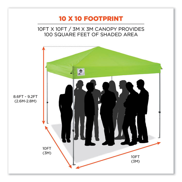 Shax 6010 Lightweight Pop-Up Tent, Single Skin, 10 ft x 10 ft, Polyester/Steel, Lime