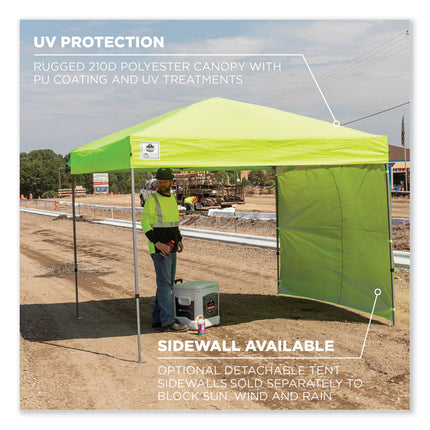 Shax 6010 Lightweight Pop-Up Tent, Single Skin, 10 ft x 10 ft, Polyester/Steel, Lime